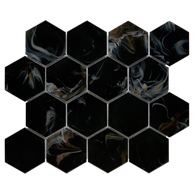 Citadel 3 inch Hexagon Hot Glass Mosaic